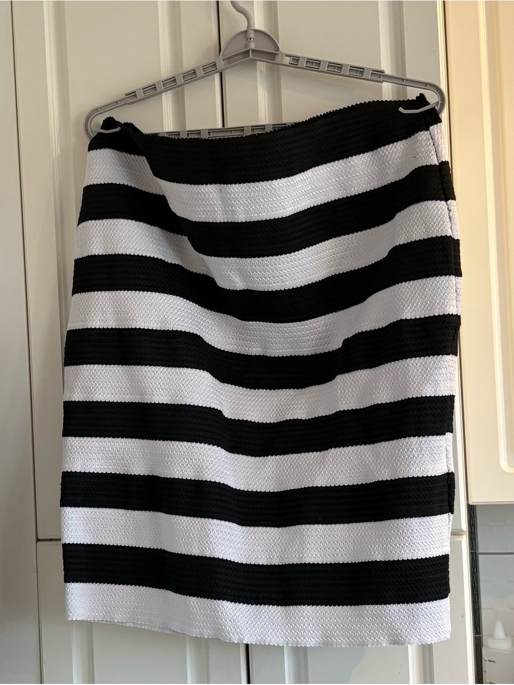 Ashley Stewart Black & White Striped Pencil Skirt (plus size)